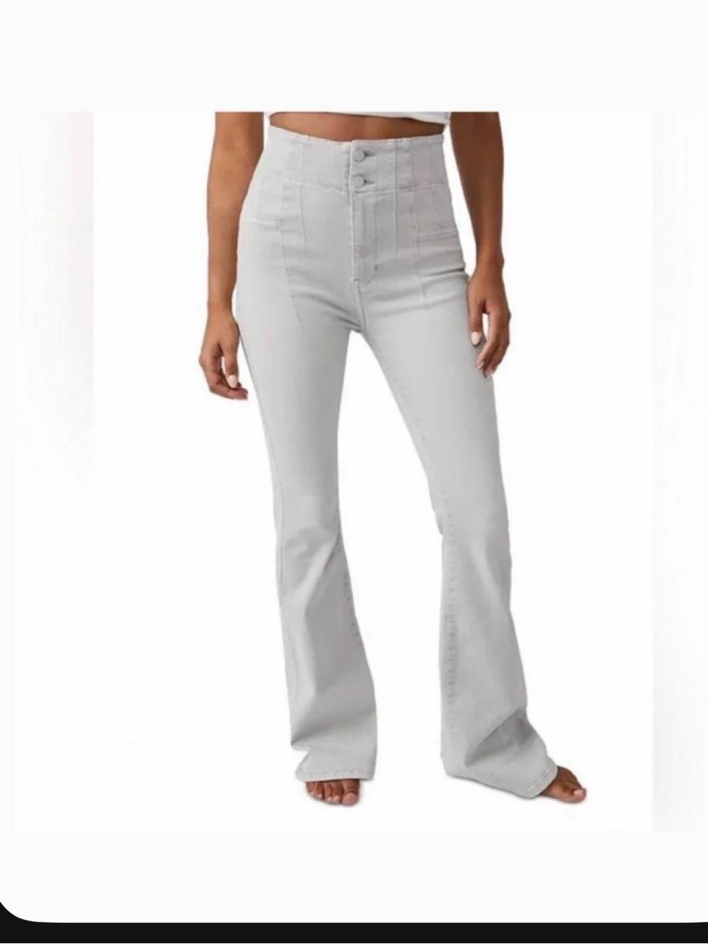 We The Free High-Rise Flare Jeans - Light Gray
